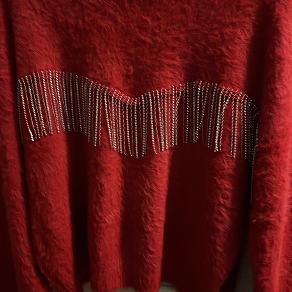 On 12th Fuzzy Thick Winter Sweater with Blings Fringes Size L - Picture 3 of 9